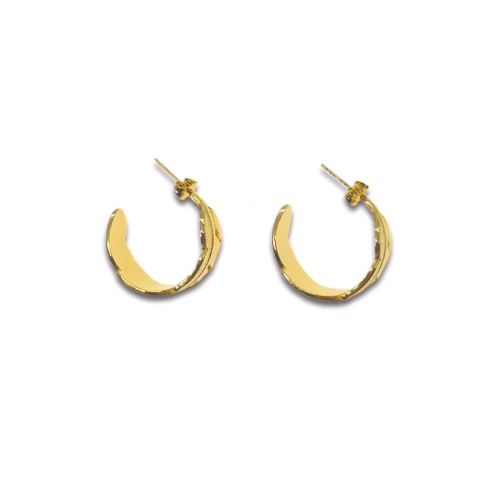 Golden Feather Semi-Hoops