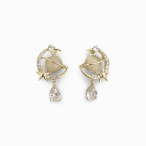 Planet Diamante Dangling Clip-On Earrings