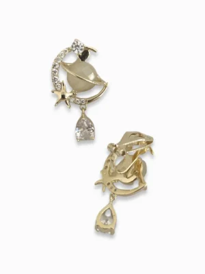 Planet Diamante Dangling Clip-On Earrings