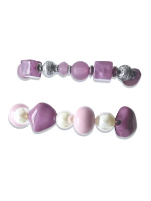Summer Dopamine Multilayered Bracelet Set – Pink, Purple And Pearls