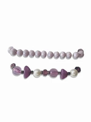 Summer Dopamine Multilayered Bracelet Set – Purple And Pearls