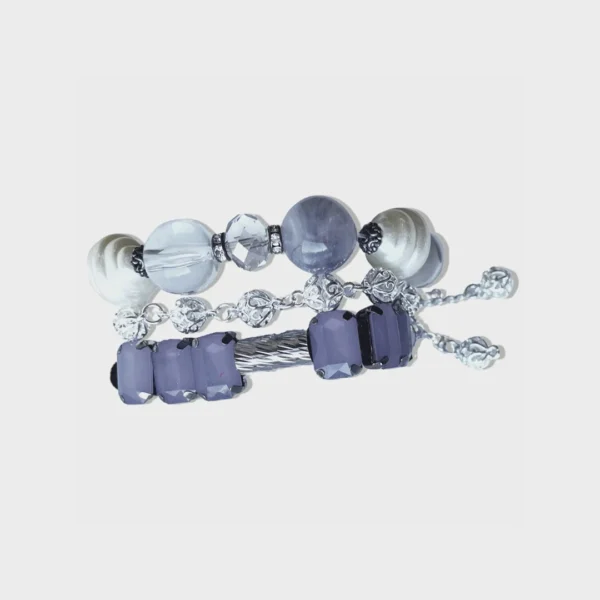 Summer Dopamine Multilayered Bracelet Set – Silver And Purple