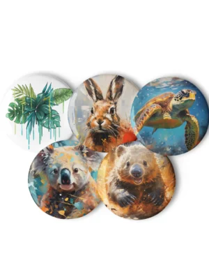 Australian Featured Animals Set of Pin Buttons-2.25