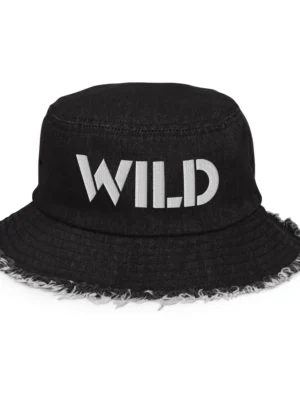 Wild Distressed Black Denim Bucket Hats