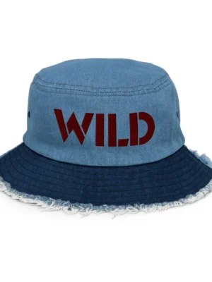 Wild Duo Colours Distressed Denim Bucket Hats – Maroon