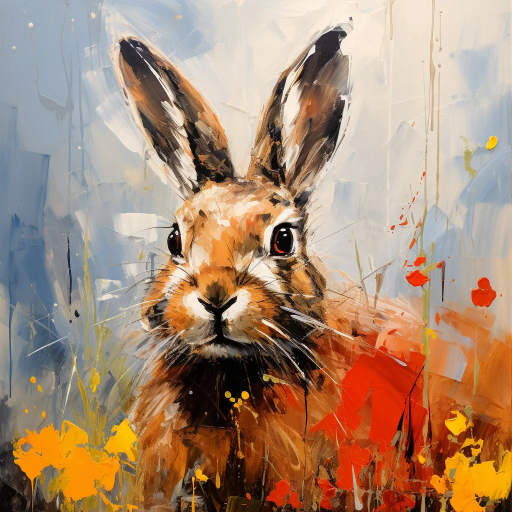 Wild-Rabbit-Oil-Painting-Printed-Bandana