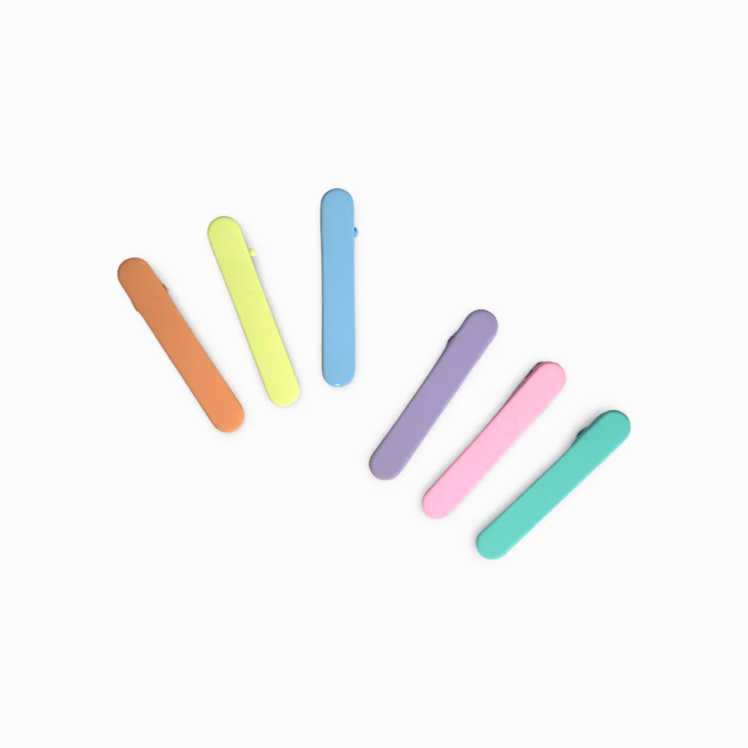 5cm Thin Round-Ended Pastel Hair Clips Set