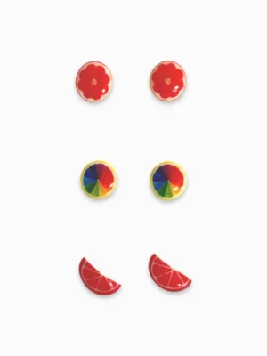 Colour Fest Red Fruits Sterling Silver Ear Studs