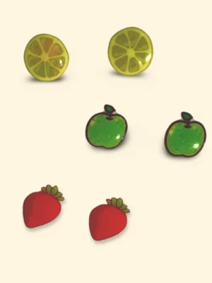 Mixed Fruits Sterling Silver Ear Studs