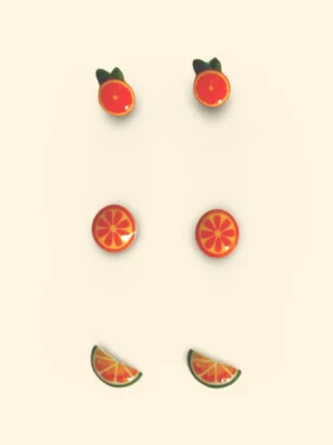 Orange Colour Fest 2 Sterling Silver Ear Studs