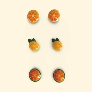 Orange Colour Fest Sterling Silver Ear Studs