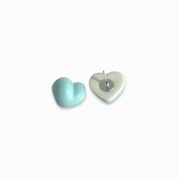 Pastel Heart Ear Studs - Baby Blue