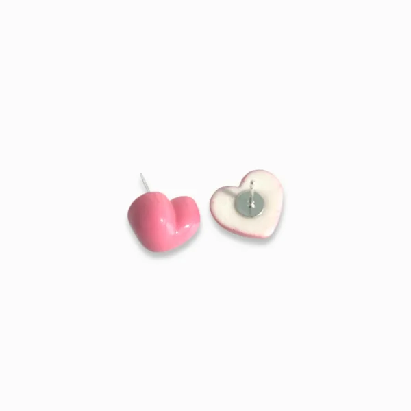 Pastel Heart Ear Studs - Berry Pink