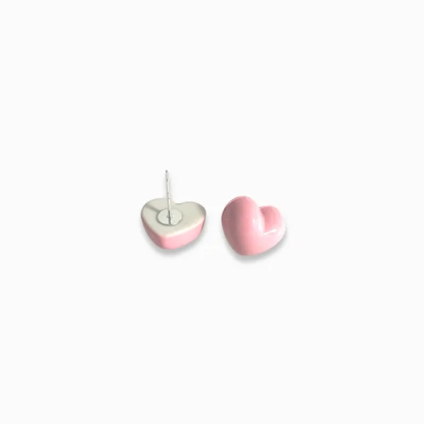 Pastel Heart Ear Studs - Pale Pink