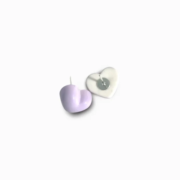 Pastel Heart Ear Studs - Pale Purple