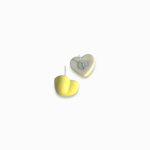 Pastel Heart Ear Studs - Yellow