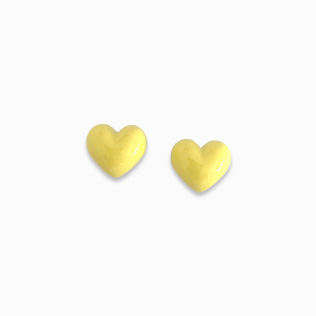 Pastel Heart Magnetic Ear Studs - Yellow