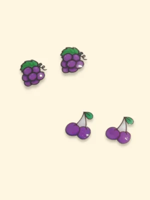 Purple Fruits Magnetic Ear Studs