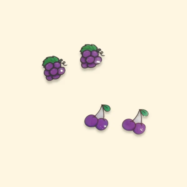 Purple Fruits Magnetic Ear Studs
