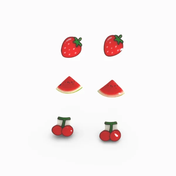 Red Fruits 2 Sterling Silver Ear Studs