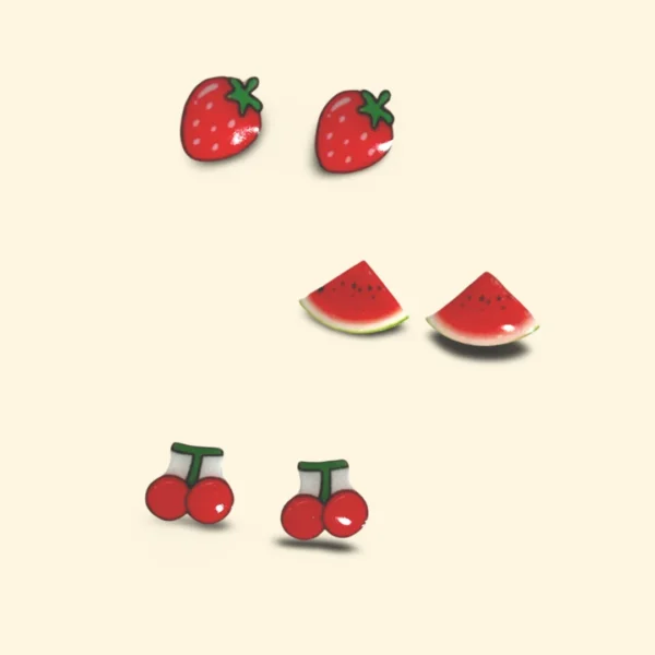 Red Fruits 2 Sterling Silver Ear Studs_2