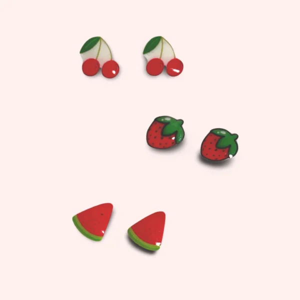 Red Fruits Sterling Silver Ear Studs_2