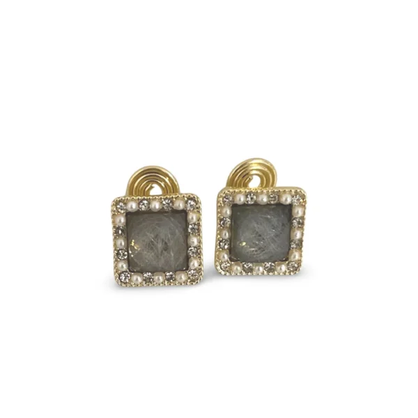 Black Cube Clip On Earrings