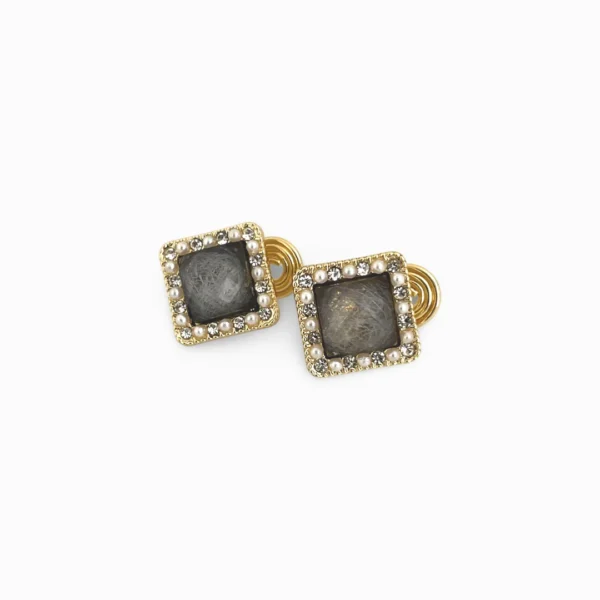 Black Cube Clip On Earrings