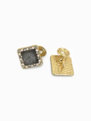 Black Cube Clip On Earrings