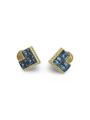 Blue Diamante Clip On Ear Studs