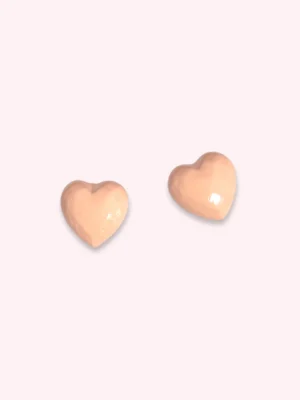 Coral Pink Heart Ear Studs
