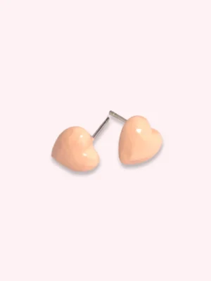 Coral Pink Heart Ear Studs