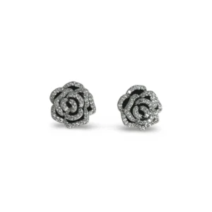 Diamante Rose Clip-On Ear Studs