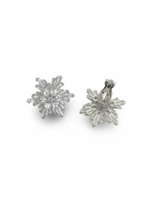 Diamante Snow Flask Clip-On Ear Studs