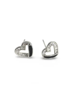 Duo Colour Diamante Heart Studs