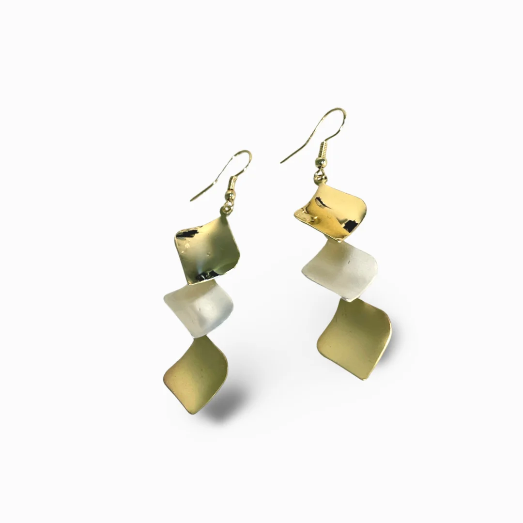 Gold and Silver Geometry Dangle Earrings