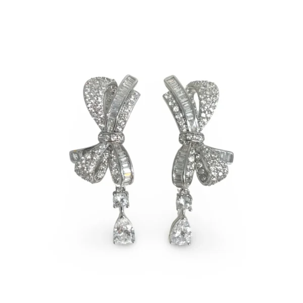 Huge Bow Tie Diamante Clip-On Earrings