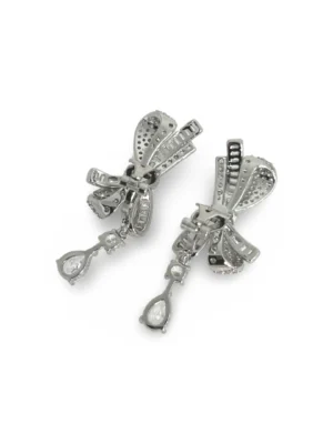 Huge Bow Tie Diamante Clip-On Earrings