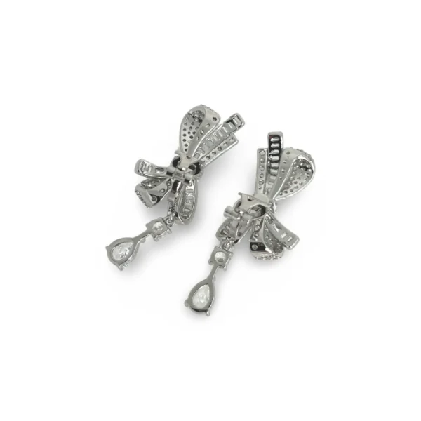 Huge Bow Tie Diamante Clip-On Earrings