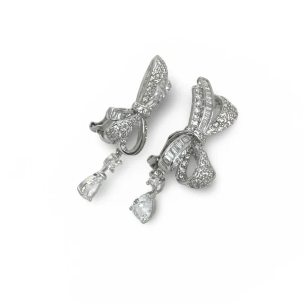 Huge Bow Tie Diamante Clip-On Earrings