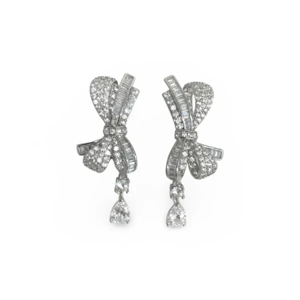 Huge Bow Tie Diamante Clip-On Earrings