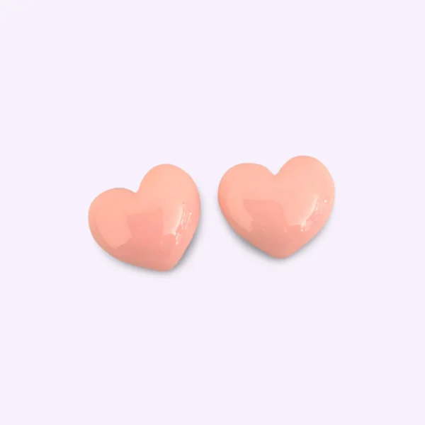 Little Heart Ear Studs - Coral Pink