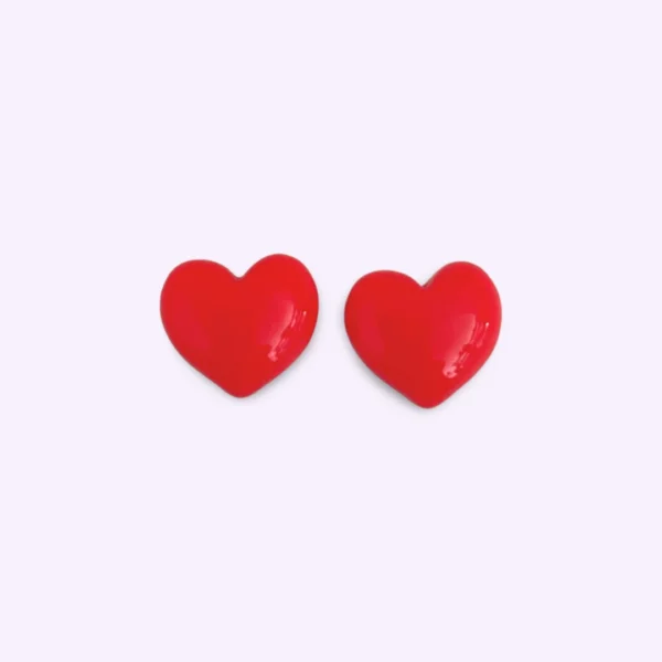 Little Heart Ear Studs - Red