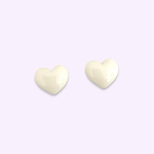 Little Heart Ear Studs - White