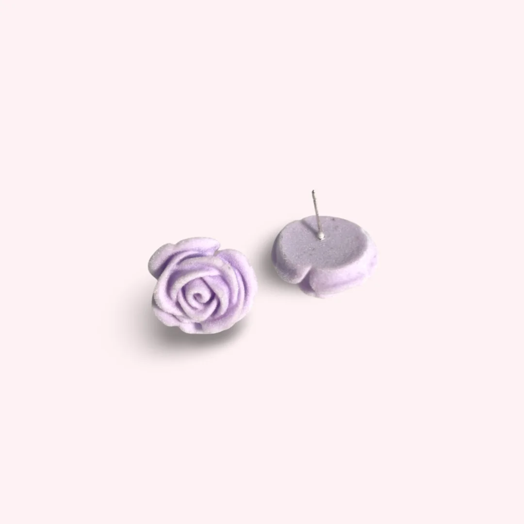 Pale Purple Rose Ear Studs