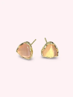 Pink Cat's Eye Ear Studs