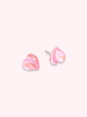 Pink Heart Ear Studs