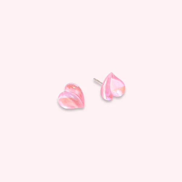 Pink Heart Ear Studs