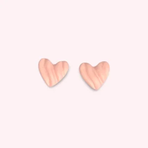 Pink Heart With Pattern Ear Studs