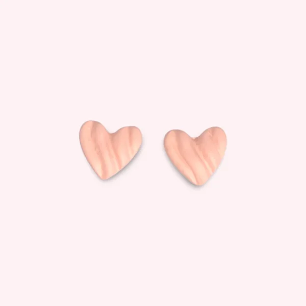 Pink Heart With Pattern Ear Studs